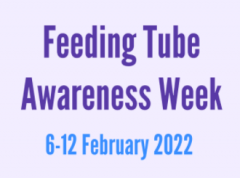 purple lettering saying feeding tube awareness